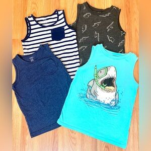 🦈💙BOYS SUMMER TANK TOPS SLEEVELESS GRAPHIC  BUNDLE SIZE 5! SHIRTS FOR BOY SHARK